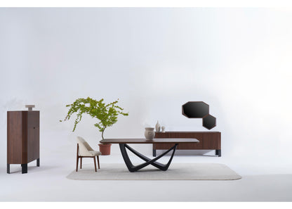 SB1201 Sideboard mit Glasplatte und Nussbaum