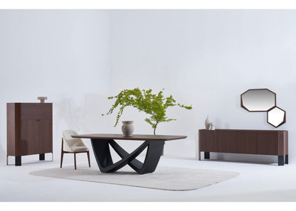 SB1201 Sideboard mit Glasplatte und Nussbaum