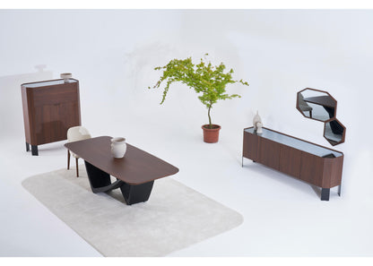 SB1201 Sideboard mit Glasplatte und Nussbaum
