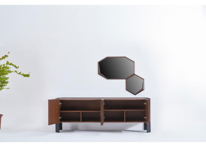 SB1201 Sideboard mit Glasplatte und Nussbaum