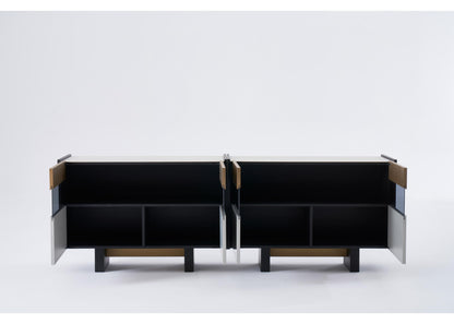 SB1203 Anrichte in Schwarz, Grau & Messing