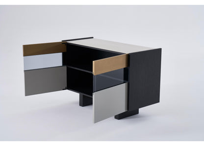 SB1203 Anrichte in Schwarz, Grau & Messing