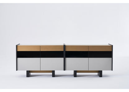 SB1203 Anrichte in Schwarz, Grau & Messing