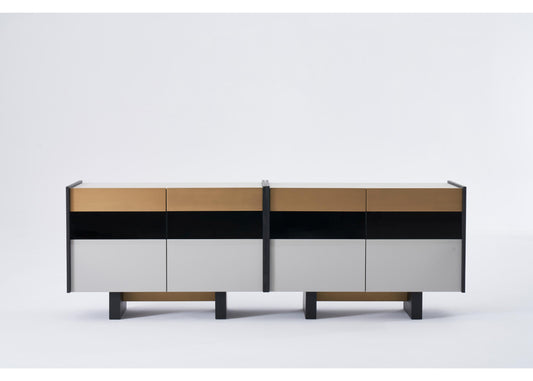 SB1203 Anrichte in Schwarz, Grau & Messing