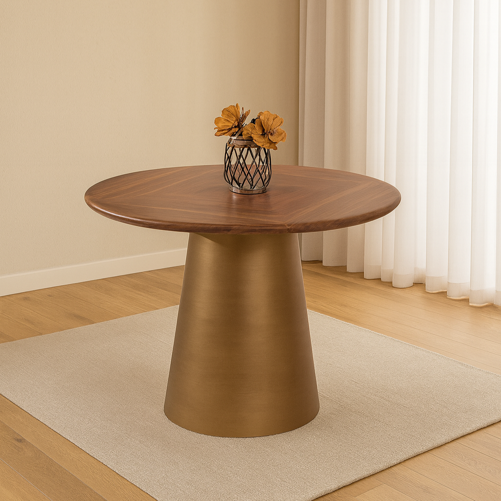 T1401 Tisch in Nussbaum und Bronze