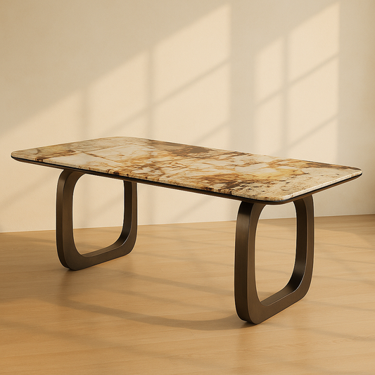 T2028 Esstisch mit bronzenem Gestell