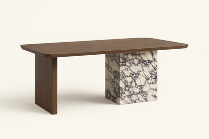 T2036 Esstisch mit Nussbaum und Marmor