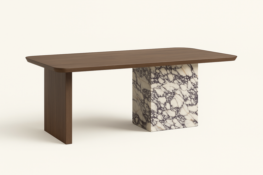 T2036 Esstisch mit Nussbaum und Marmor