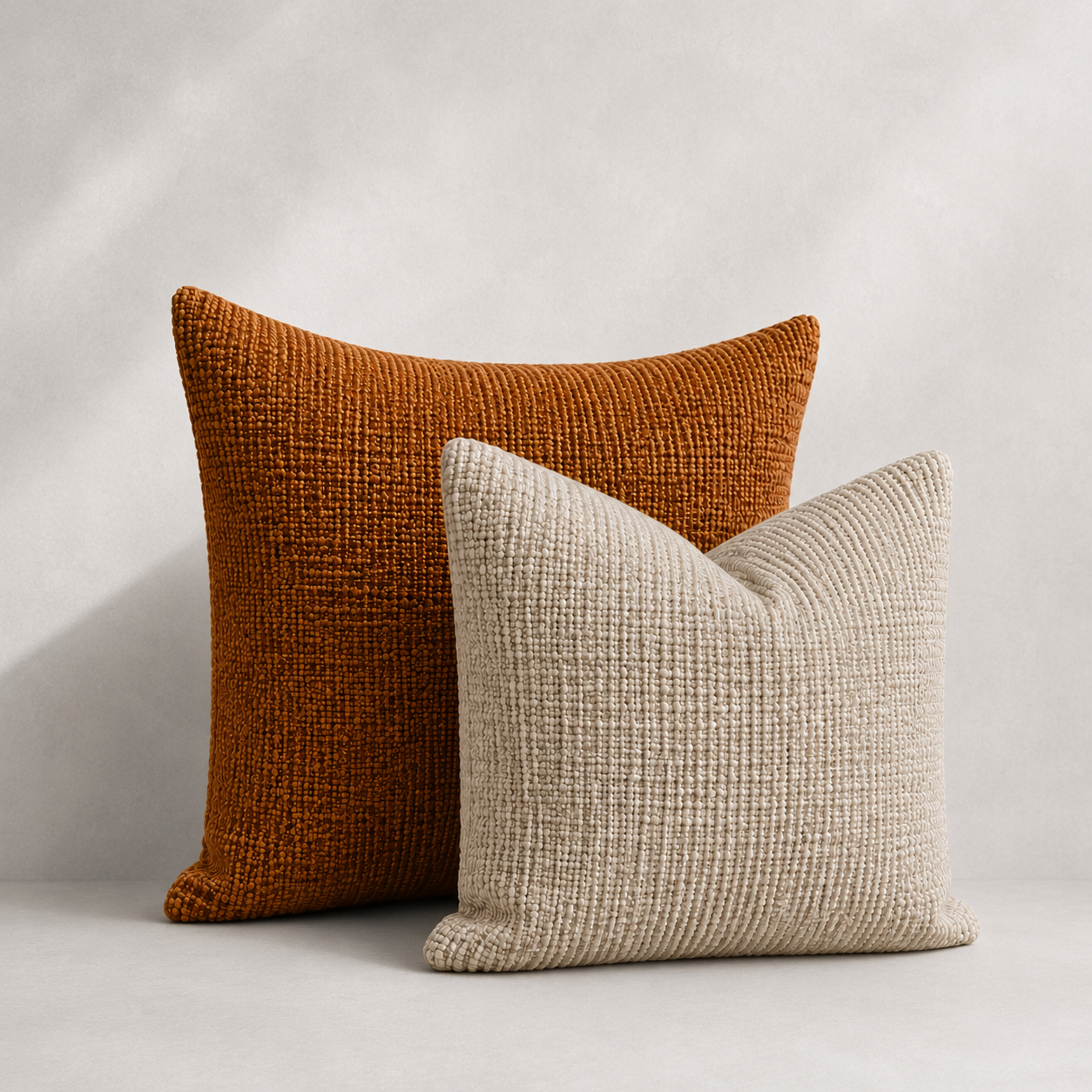 Kissen-Set Keder warmer Strukturmix Terrakotta Sofa Schweiz – Ahié