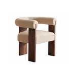 C0303 Bouclé-Stuhl mit Holzgestell