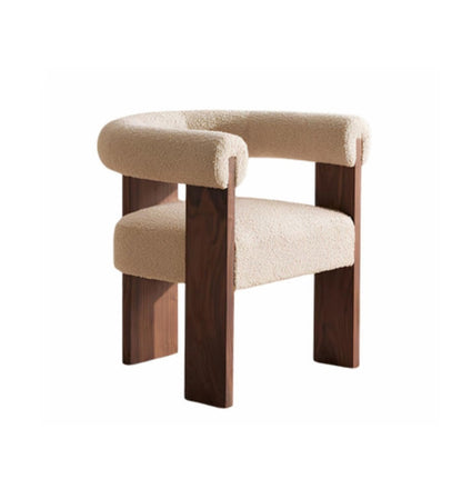 C0303 Bouclé-Stuhl mit Holzgestell