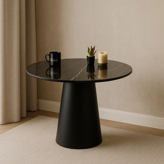 T1403 Schwarzer Runder Esstisch